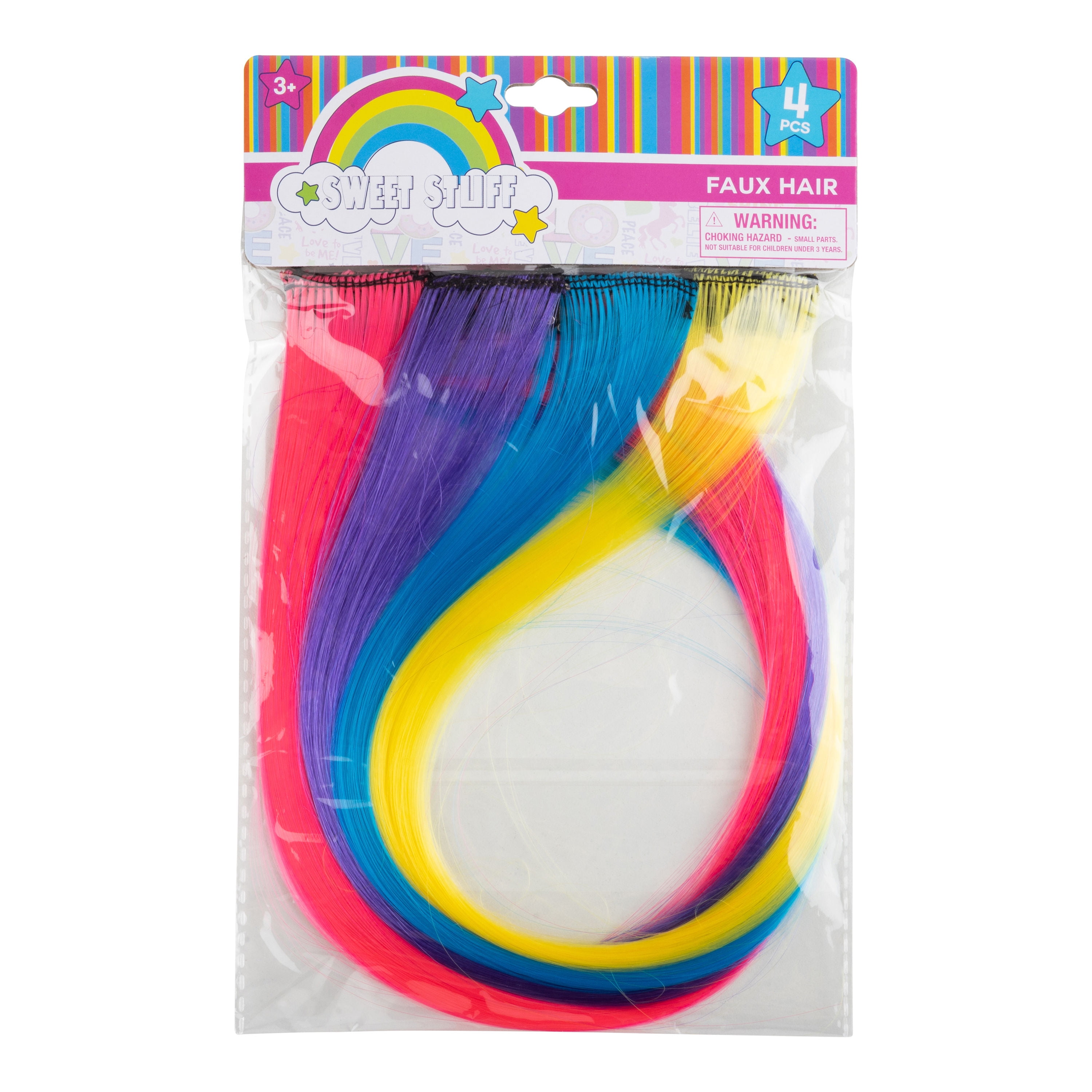 Faux Hair Clips, Multicolor 4 Pack