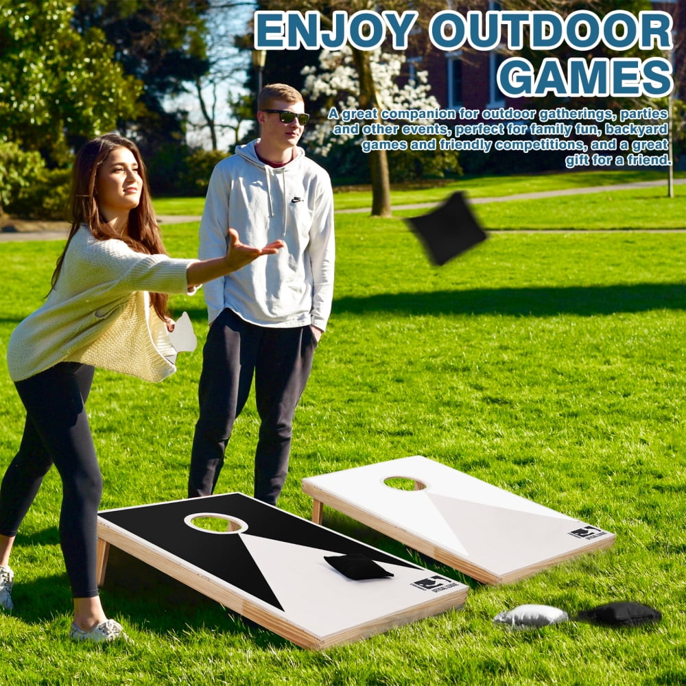 Solid Wood Premium Cornhole Set - 3 Feet x 2 Feet Game Boards, Includes Set of 8 Corn Hole Toss Bags