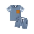 thumbnail image 1 of FAROOT Toddler Boys Summer Clothes Shorts Sets Short Sleeve Checkerboard Print Tops and Drawstring Shorts Sets, 1 of 8