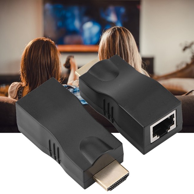 RJ45 To HD Multimedia Interface, 2x HD Multimedia Interface 30m To RJ45 Network Cable Over Ethernet Conv Repeater Over CAT-5e CAT6 Converter for Utp Extender Converter