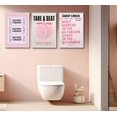 thumbnail image 3 of Funny Pink Trendy Bathroom Canvas Wall art Retro Funky Humor Preppy Girls Toilet Painting Picture Wall Decor Poster Print Artwork Washroom Restroom Lavatory Home Decoration（Only canvas）, 3 of 6