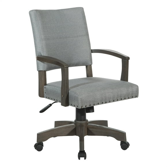 Santina Bankers Chair with Antique Gray Finish and Gray Fabric