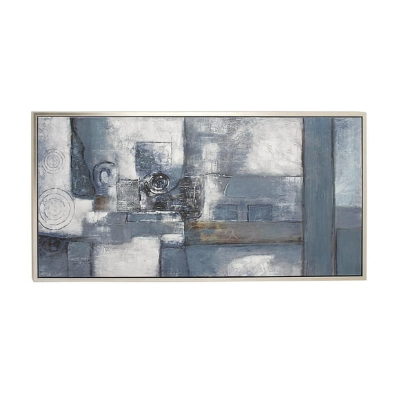 55" x 28" Geometric Framed Wall Art with Silver Frame, by DecMode
