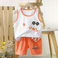 thumbnail image 2 of Nrmvnmi Summer Saving 2024 Toddler Baby Boy Girl Clothes Set Unisex Cotton Outfits Solid Sleeveless Tank Tops And Elastic Waistband Shorts 2PCS For Toddler Gifts, 2 of 3