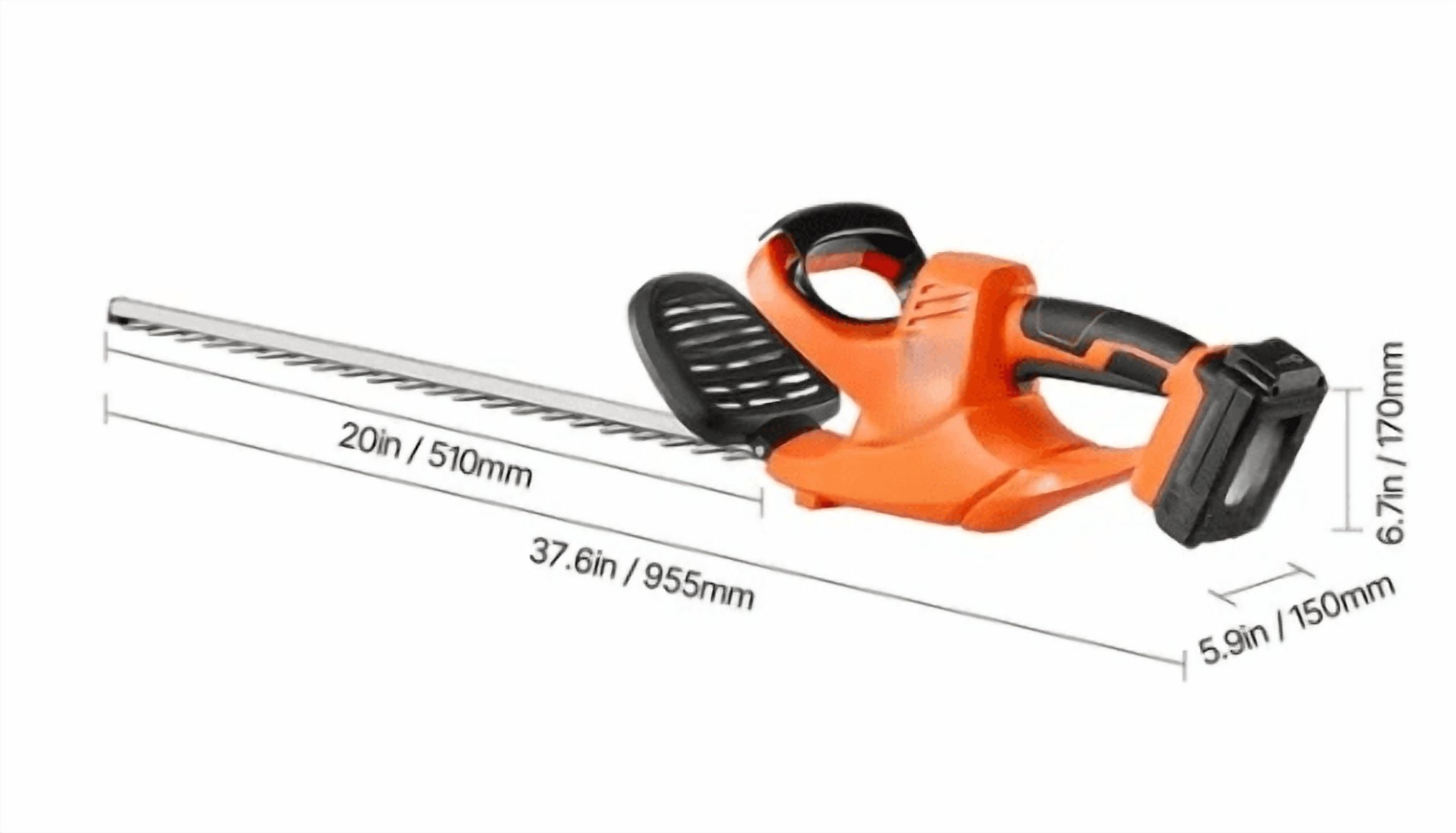 20V Cordless Hedge Trimmer 20-Inch Dual Action Blade 1200 RPM 0.63" Cutting Capacity Low Branch Trimmer with Dual-Switch Safety Lightweight for Yard & Lawn Care