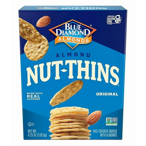 Blue Diamond Almonds, Gluten Free Cracker Crisps, Original Almond Flavored perfect for Snacking and Healthy Options, 4.25 oz