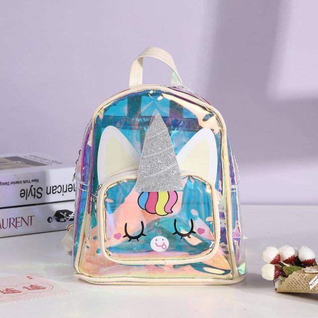 Mochila Escolar Transparente De Unicornio De Cartón