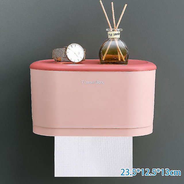 Soporte de papel higiénico a prueba de agua Montado en la pared Dispensador de papel sin perforaciones Caja de almacenamiento Baño Suministros de cocina ALight GreenSmall