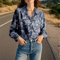 thumbnail image 2 of Chuancc Long Sleeve Blouse Long Sleeve Business Top Dressy Floral Printed Fall Outfits Full Sleeve Tops For Women Womens Long Sleeve Tops Dressy Casual Collared Shirts For Women Black L, 2 of 7