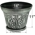thumbnail image 4 of Large Medieval Plastic Flowerpots, Set of 2 Planter and 2 Saucers (4 Pieces) for Garden Patio Office Ornaments Home Decor Long Lasting Reusable Light Weight, 4 of 4