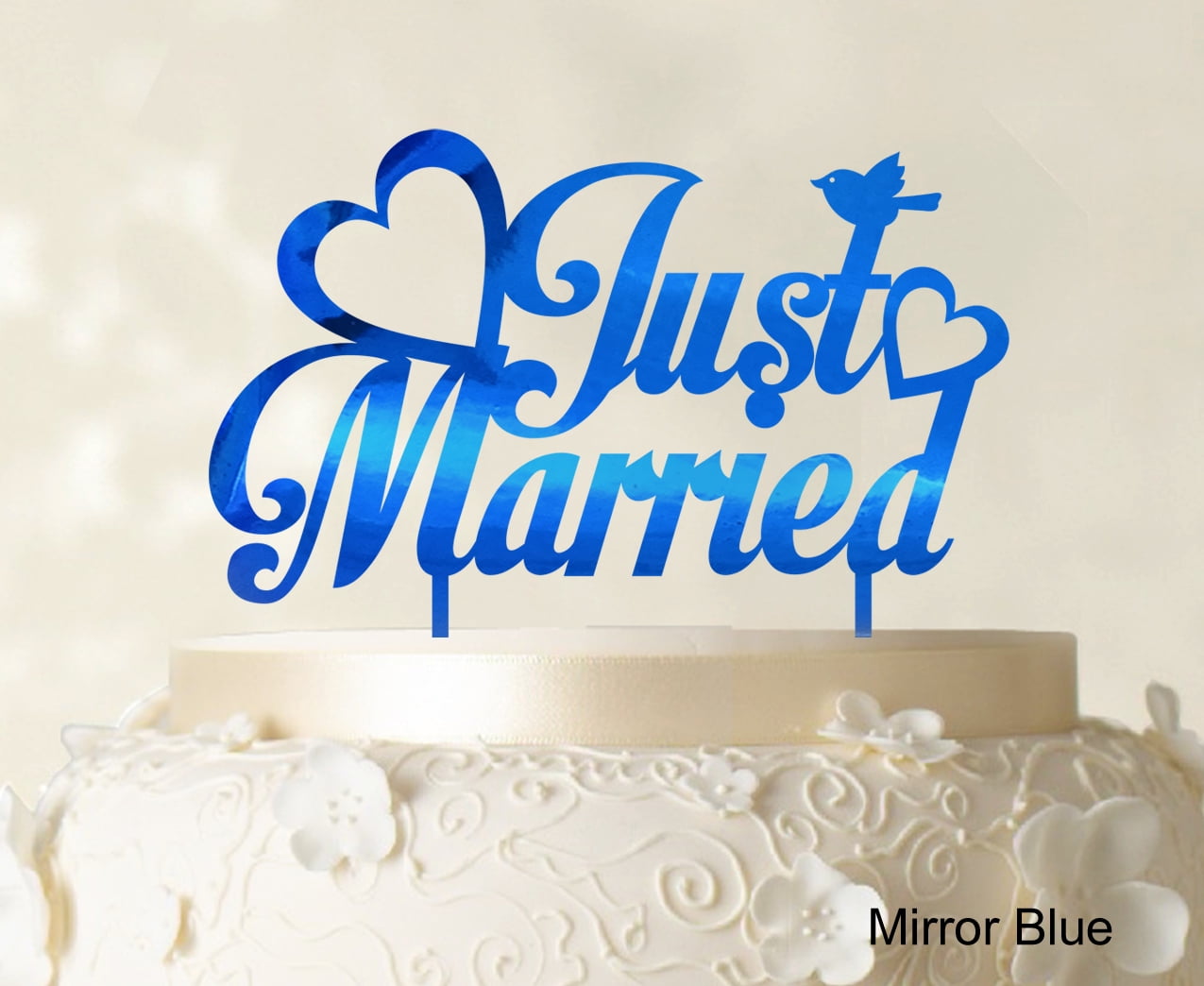 "Just Married Wedding Cake Topper Custom Name Cake Topper Color Option