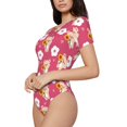 thumbnail image 2 of The Xecao Piggy Sunflower Women's Crew Neck Body Suit, a short-sleeved bodysuit and basic swimsuit, both comfort and style for dating and daily life, 2 of 9