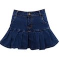 thumbnail image 4 of ZECATL Women's Casual Slim A-line Pleated Ruffle Short Mini Denim Skirts, 4 of 8