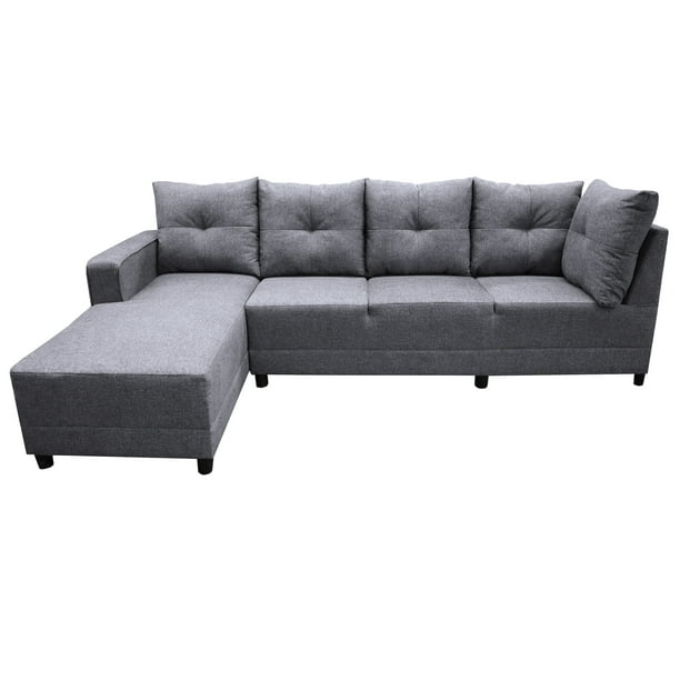 Sala Esquinera El Bazar Store Freya Gris plata 275x160 cm Tela Lino nacional Modular