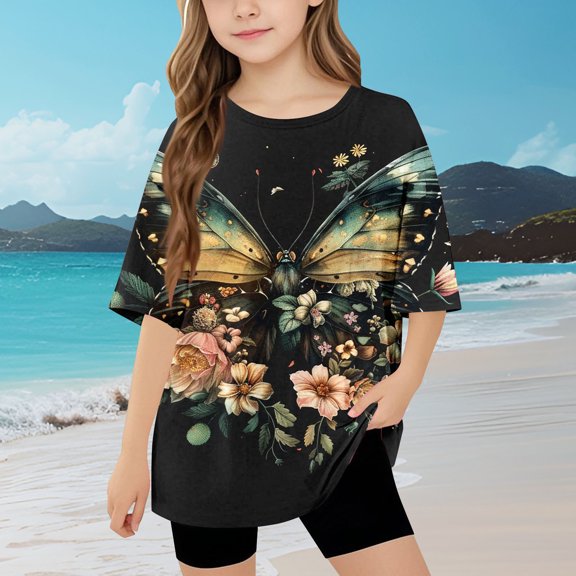 Shirts for Teens Girls Aesthetic Round Neck Tshirt for Boys Short Sleeve Shirts for Kids Floral Print Shirt for Girls 10-12 Blouse for Girls Size 14-16 New & Trending