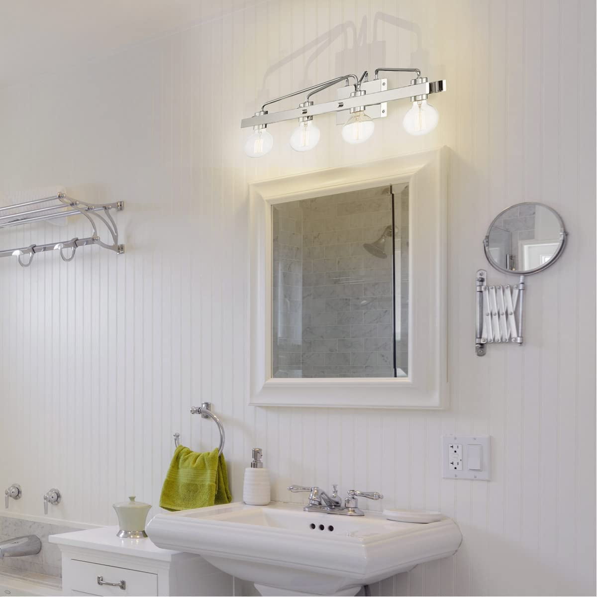 Designers Fountain Ravella 3 Light Polished Nickel Bathroom Vanity Light Fixture, 94204-PN
