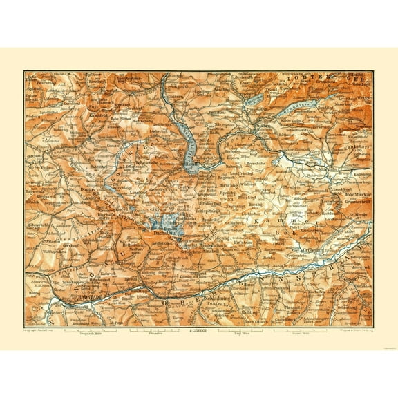 Historic Map - Dachstein Austria - Baedeker 1896 - 30.23 x 23 - Vintage Wall Art