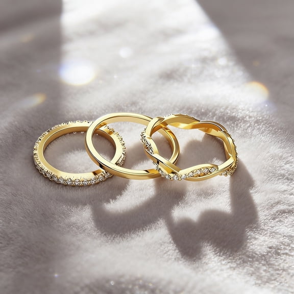 Stackable Gold Plated Rings for Women Non Tarnish, 14K Gold Diamond Rings Set Thumb Fashion Thin Cubic Zirconia Pack Simple Unique Statement Rings Jewlery 5/6/7/8/9/10