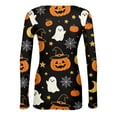 thumbnail image 5 of Halloween Shirts for Women Long Sleeve Crew Neck Shirts Funny Pumpkin Graphic Ribbed Shirts Fall Slim Fit Basic Tops, 5 of 5