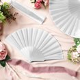 thumbnail image 2 of 120 Pcs Wedding Folding Hand Fans Bulk Silk Fabric Chinese Handheld Foldable Clack Fans with Plastic Ribs for Party, Wedding Gifts, Line Dancing, Home Decorative (White), 2 of 12