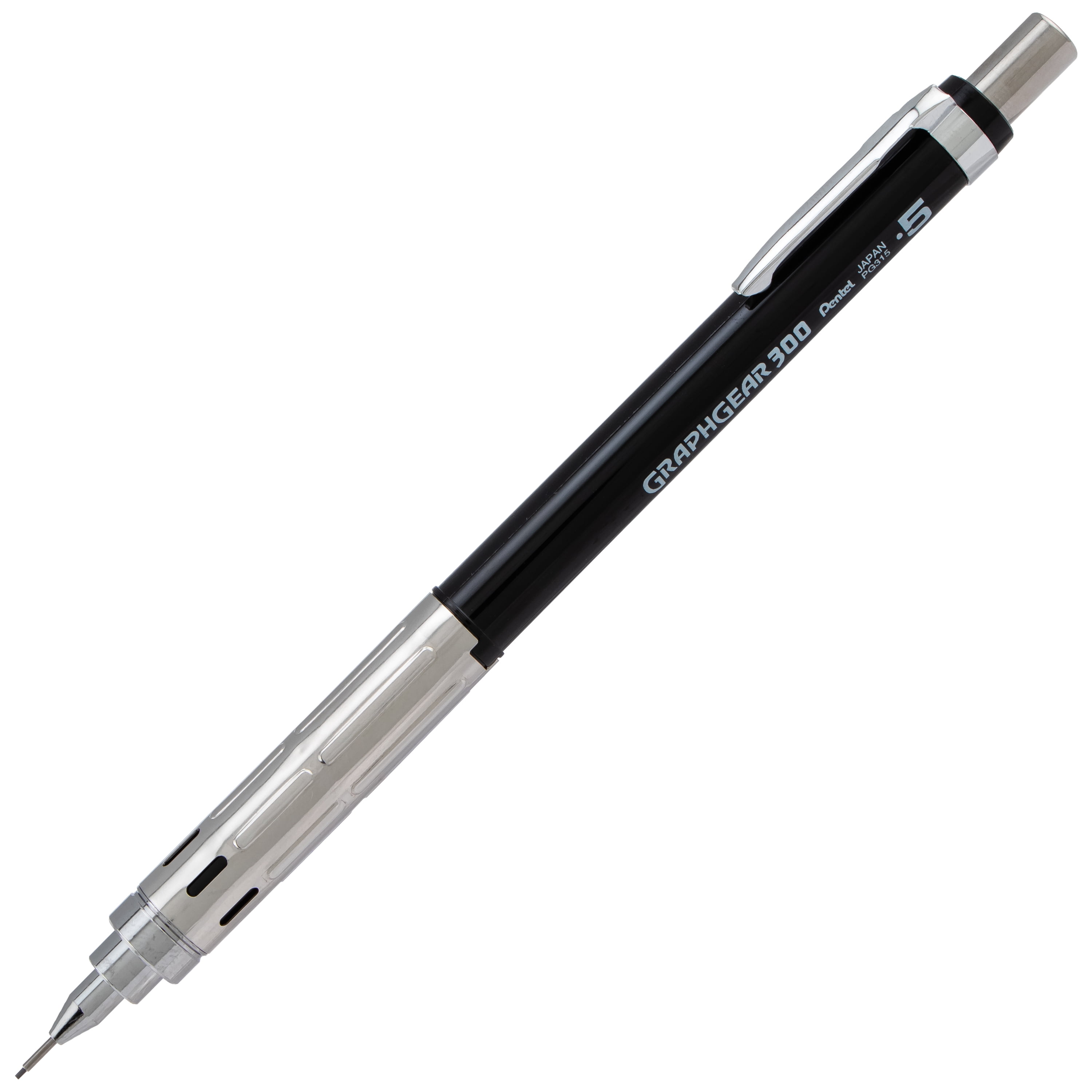 Pentel GraphGear 300 Mechanical Pencil , 0.5mm, HB Lead, 2 Count with Eraser and Refills
