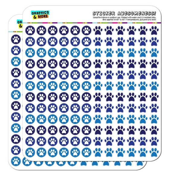 Paw Print Dots Planner Calendar Scrapbooking Crafting Stickers - Blue