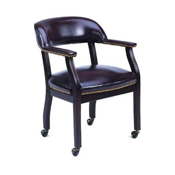 Captains Arm Chair With Casters - B9545 - Black Vinyl