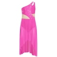 thumbnail image 4 of YUUMIN Kids Girls Latin Jazz Irregular Skirt Ballet Dance Performance Dancewear Gymnastics Leotard Dress Hot Pink 12, 4 of 6