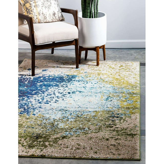 Unique Loom Estrella Collection Tapis Abstrait Coloré, Rectangle de 6' x 9', Bleu