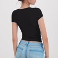 thumbnail image 5 of Women's Square Neck Double-Layer Tank Tops Basic Tight T Shirts, 5 of 7