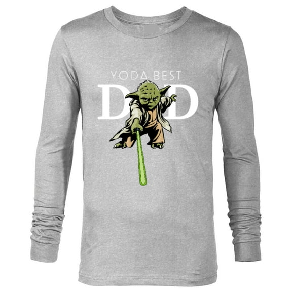 Star Wars Yoda Lightsaber Best Dad Father's Day - Long Sleeve T-Shirt for Men - Customized-Athletic Heather