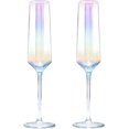 thumbnail image 1 of Nuevo producto, Juego de 2 copas de champán de cristal, copas de champán arcoíris, copas de champán para bodas, Navidad, San Valentín, saludos, 1 of 5