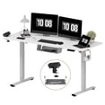 thumbnail image 3 of FunniHomi 55" x 28" Adjustable Standing Desk with Built-In Cable Management and Hook, Whole-Piece Desktop (Grey Frame + White Top, 2 Packages), 3 of 10
