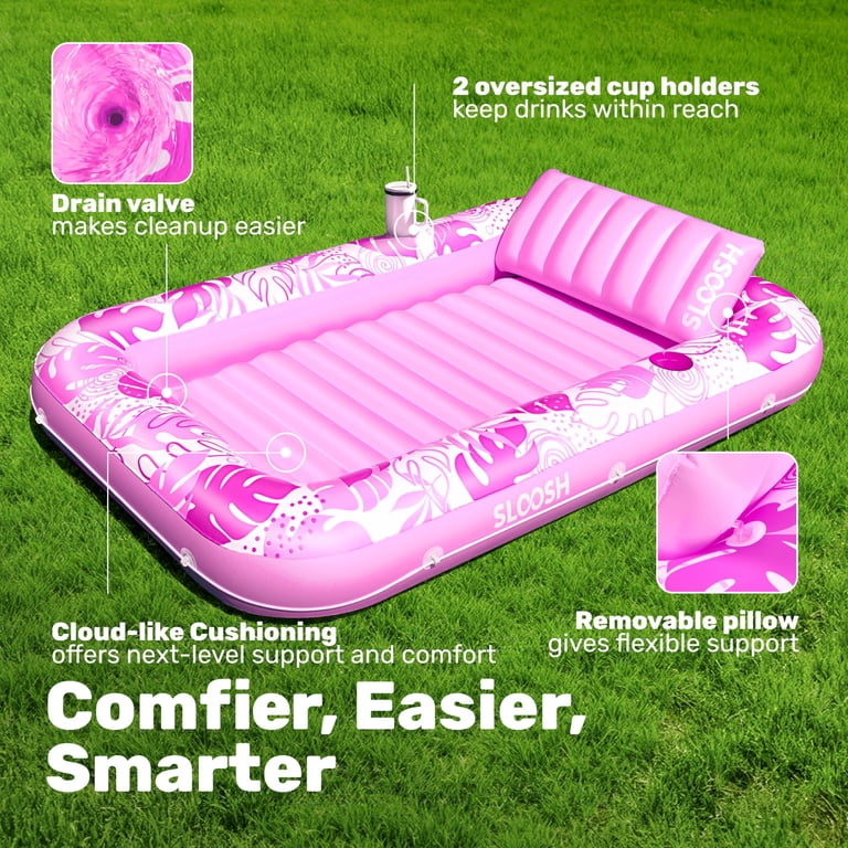 Sloosh XL-Pink Inflatable Tanning Pool Lounger, 85