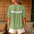thumbnail image 4 of LEKWK Linen Shirts for Women Lace Short Sleeve Button Down Shirt Loose Fit Casual V Neck Going Out Tops Summer Fashion Beach Vacation Clothes, 4 of 5