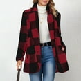 thumbnail image 2 of Wang6 Plus Size Button Cardigan for Women Black Open Front Long Sleeve Jackets Trendy Fall Plaid Printed Trim Tops Outerwear with Pockets Red XL, 2 of 7