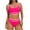 #250419A1 Hot Pink, variant on Aloohaidyvio Swimsuits for Women Tummy Control Two Piece Bathing Suits Color Block Cheeky High Cut Bikini Sets