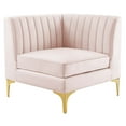 thumbnail image 3 of Modway Triumph Channel Tufted Performance Velvet Sectional Sofa Corner Chair in Pink, 3 of 5