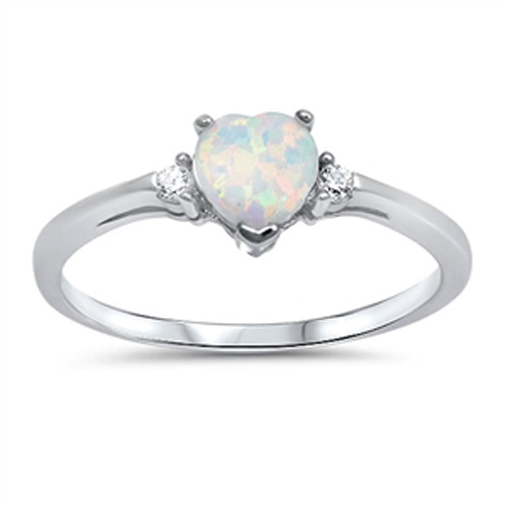 Elizabeth Jewelry Simulated Pink Opal & Diamond Round Ring .925 Sterling Silver Rhodium Finish 