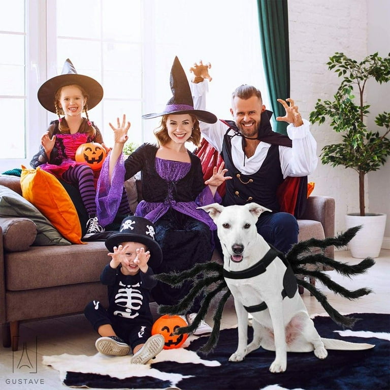 Gustavedesign Dog Cat Halloween Spider Costume Festival Pet Accessories Dress up Furry Giant Spider Costume for Cat Small Large Dog