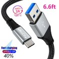thumbnail image 1 of USB C Cable, 6.6 ft Type C Charger Premium Nylon USB Cable, Tekcoo USB A to Type C 3.0 Cable 3A FAST Charger Data Cord Sync Max 5Gbps for Samsung Note 9 S21 S20 FE 5G LG Motorola, 1 of 11