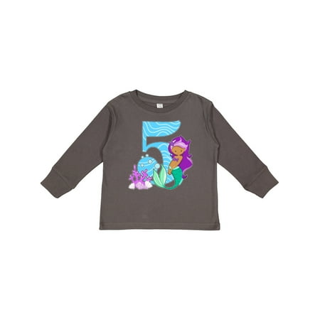 

Inktastic Fifth Birthday Mermaid Gift Toddler Toddler Girl Long Sleeve T-Shirt