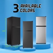 TACOOL 5.0 Cu.ft Double Door Mini Fridge with Top Freezer Compact Refrigerator for Home, Black, New