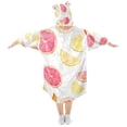 thumbnail image 2 of FORMRS Wearable Blanket Hoodie with Sleeves for Kids Cozy Flannel Sweatshirt, White Grapefruit Slices, 2 of 7