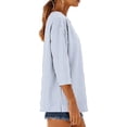 thumbnail image 3 of Uootdi Womens Striped Tops 3/4 Sleeve V Neck Button Down Long Sleeve Shirts Oversized Summer Beach Casual Blouses Tops Tunics Gift, 3 of 7