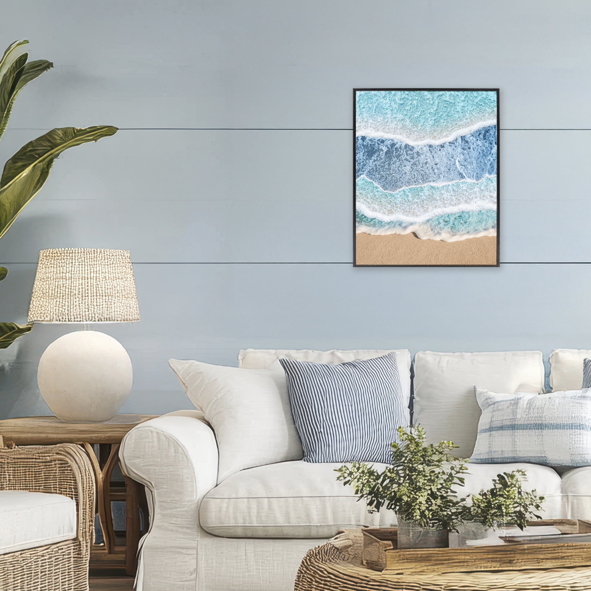Stupell Industries Overlapping Shore Waves Black Framed Giclee Art, design by Jesse Keith