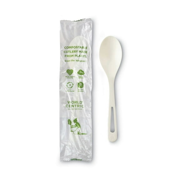 World Centric's 6 in Spoon, Individually Wrapped - TPLA - Compostable - Case of 750