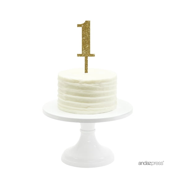 Gold Glitter  Number 1 Acrylic Birthday Cake Topper