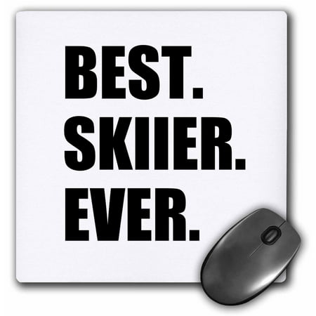 3dRose Best Skiier Ever - fun gift for talented skier - winter sports athlete, Mouse Pad, 8 by 8