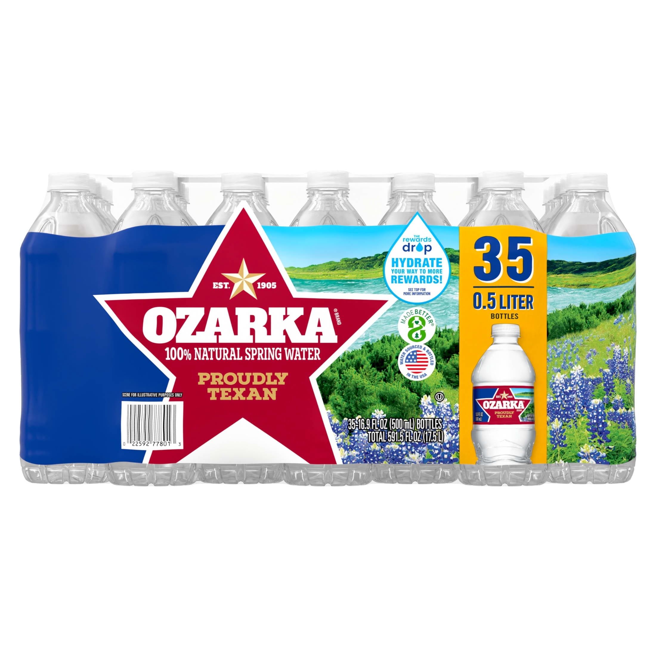 Ozarka Texas Spring Water, 16.9 Fl Oz, 35-Pack Plastic Bottles
